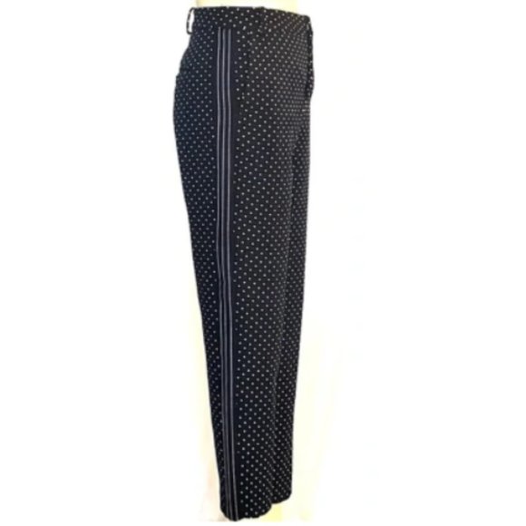 ZARA Basic Women's Polka Dot Striped Sides Flat Front Black Crop Pants Size XS - Picture 3 of 12